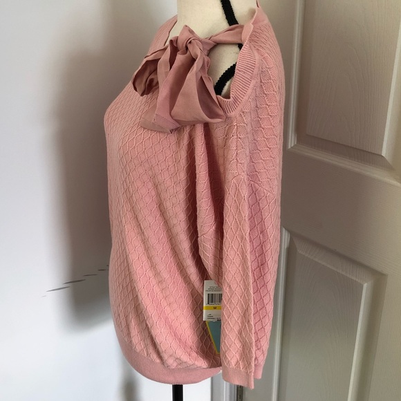 NWT! Cece bouquet pink thin knit sweater M - Picture 2 of 5